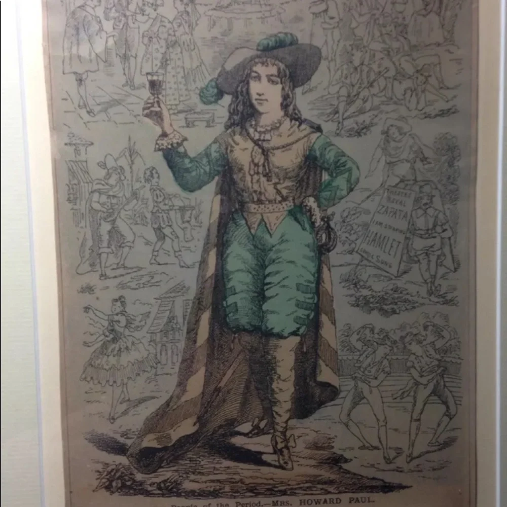 VTG Framed Print Mrs.‎ Howard Paul  Actress 1871